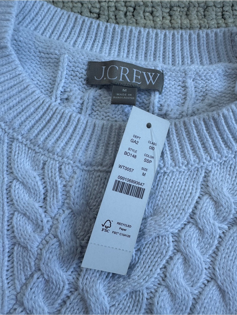 J. Crew White Cable-Knit Crewneck Sweater - Picture 2 of 4